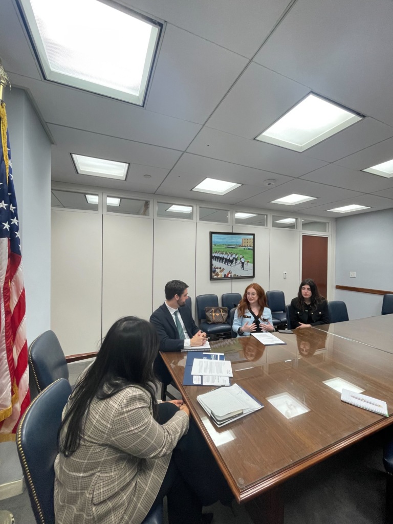 Skyler and Ella meeting with staff in Senator Cory Booker’s office